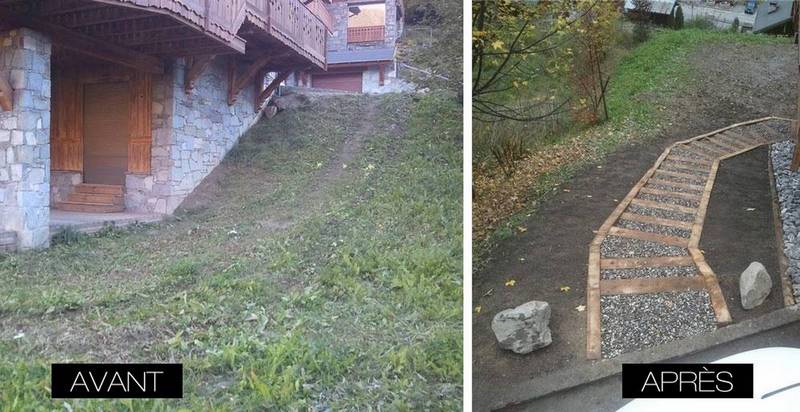 Photo avant / après d'un aménagement paysager en Savoie